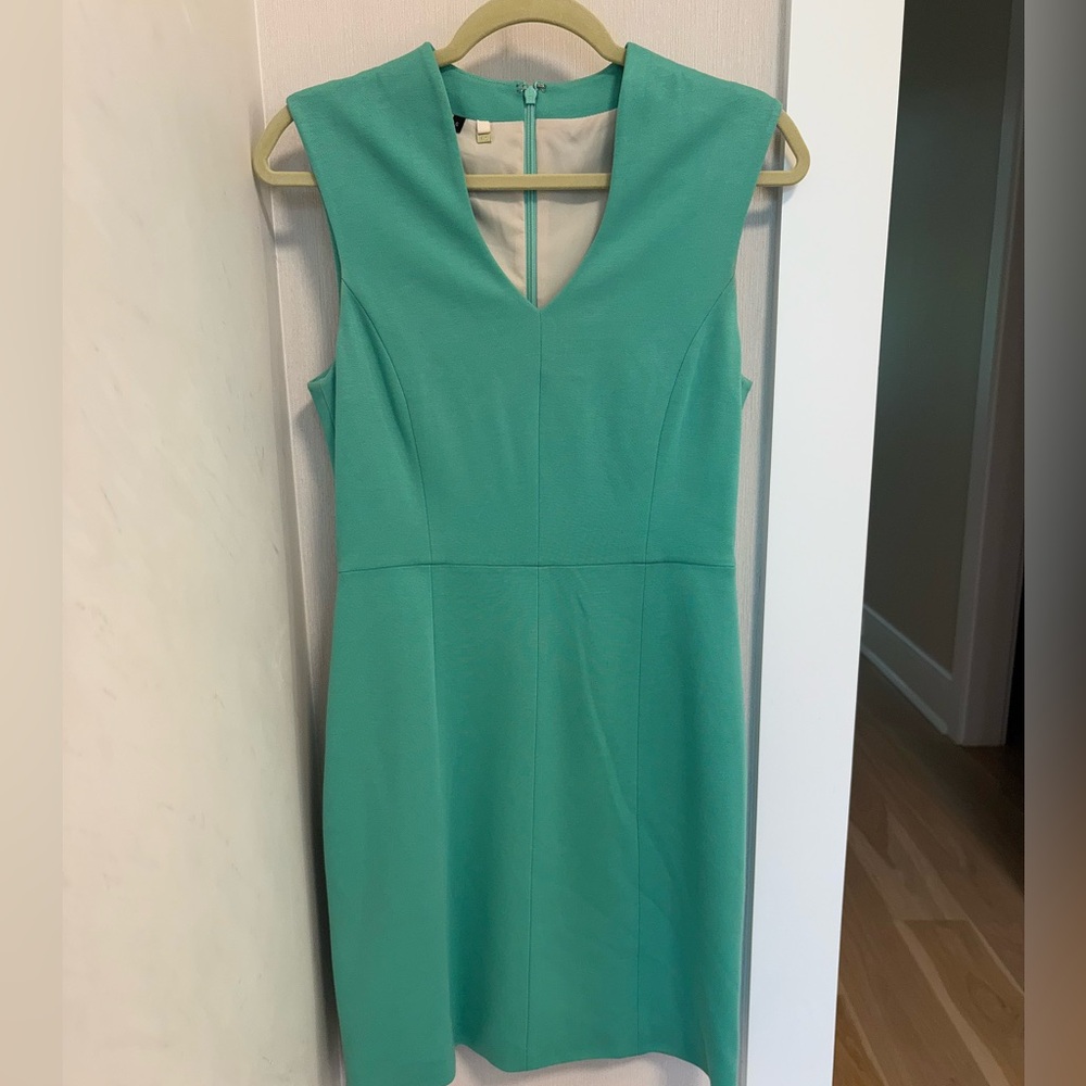 4 Collective V-neck Teal colored Sheath Dress, Size 6